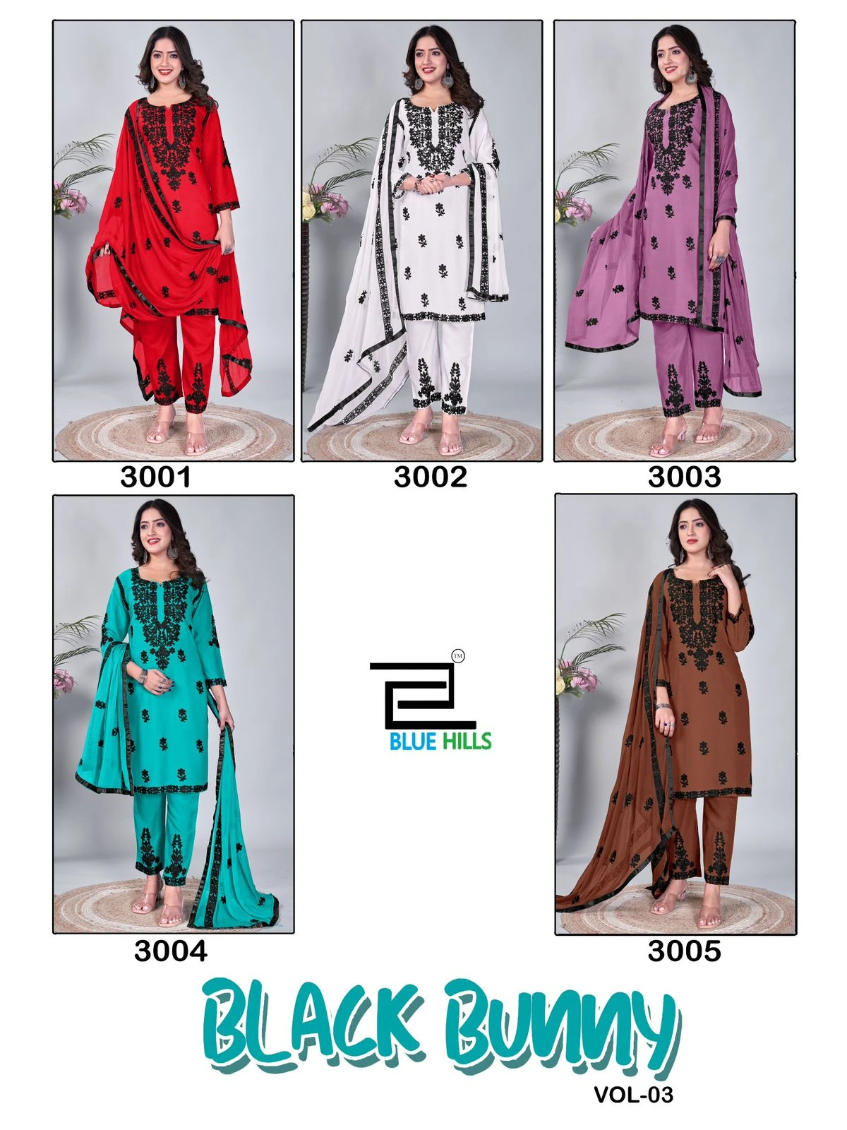 Blue Hills Black Bunny Vol 3 14 Kg Rayon Wholesale Readymade Salwar Suit Catalog — Wholesale Salwar Suits, Blue Hills wholesale from Surat — view 6